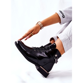 Lakkozott meleg csizma Sergio Leone Black BT405 fekete 2