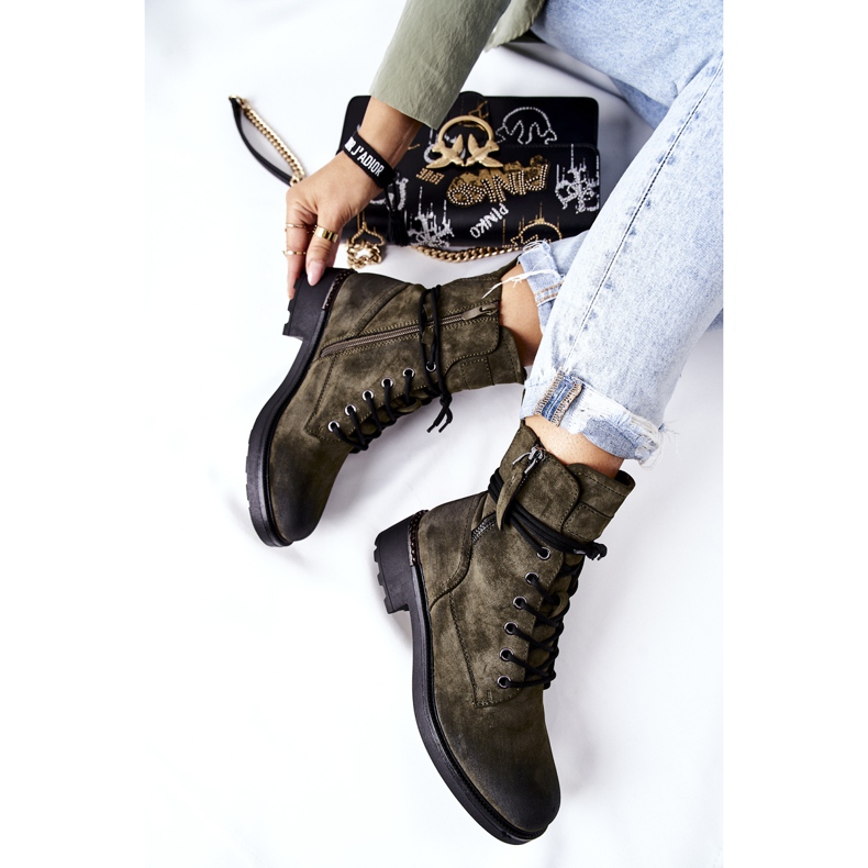 PE1 Magas munkáscsizma zöld Maisa cipzárral 1