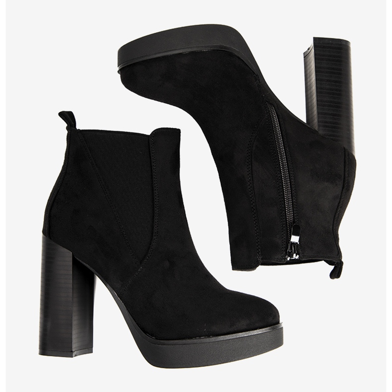 Fekete női csizma magas Lacasse posztón 1