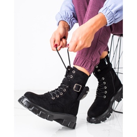 SHELOVET Velúr munkáscsizma zsebbel fekete 1