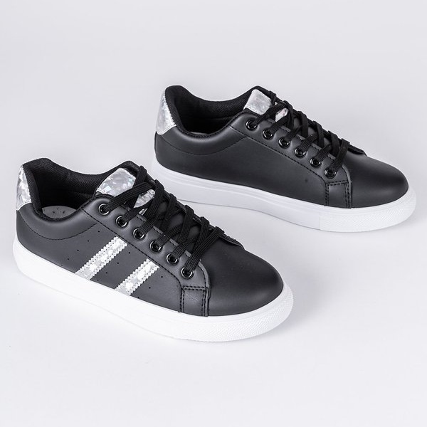 Fekete edzőcipő díszítéssel Abbie -től ezüst 1