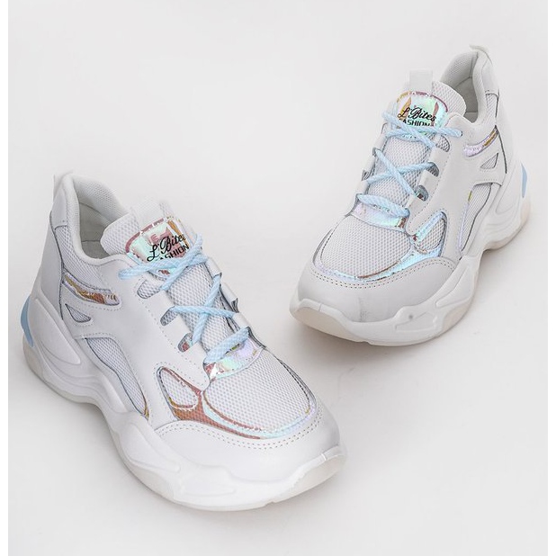 Fehér cipők vastag talppal a Big Fun -tól kék 1