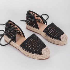 Fekete Peekaboo áttört espadrillák 1