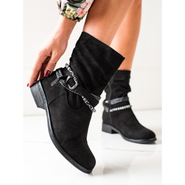 Anesia Paris Velúr csizma dekoratív csíkokkal fekete 2