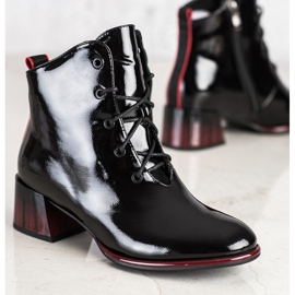 S. BARSKI S.BARSKI fűzős csizma magas sarkú cipőben fekete 1