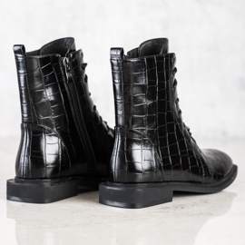 S. BARSKI S.BARSKI elegáns ökobőr csizma fekete 1