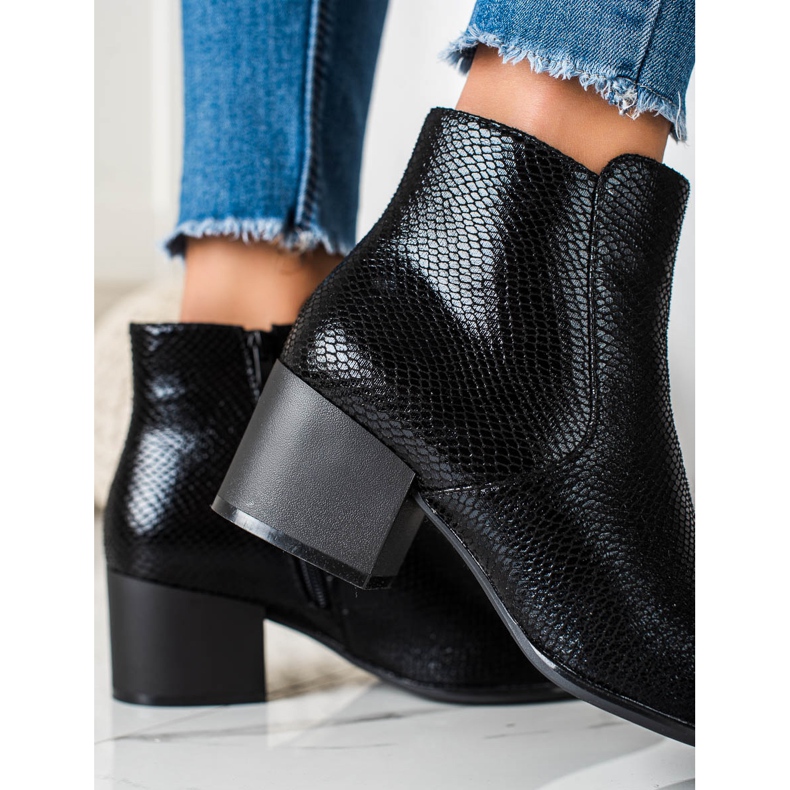 Csillogó kígyónyomat Sergio Leone csizma fekete 1