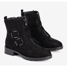 Fekete női kagyló velúr bokacsizma 1