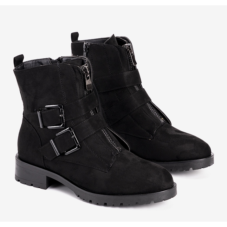 Fekete női kagyló velúr bokacsizma 1