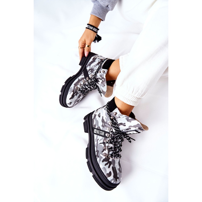 Bőr Trappers Csizma Big Star II274368 Moro Black fehér 1