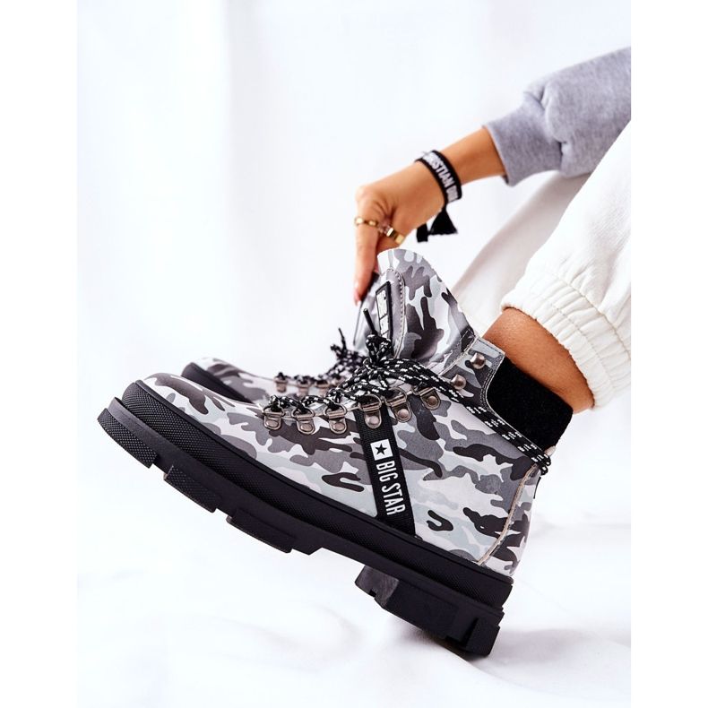 Bőr Trappers Csizma Big Star II274368 Moro Black fehér 2