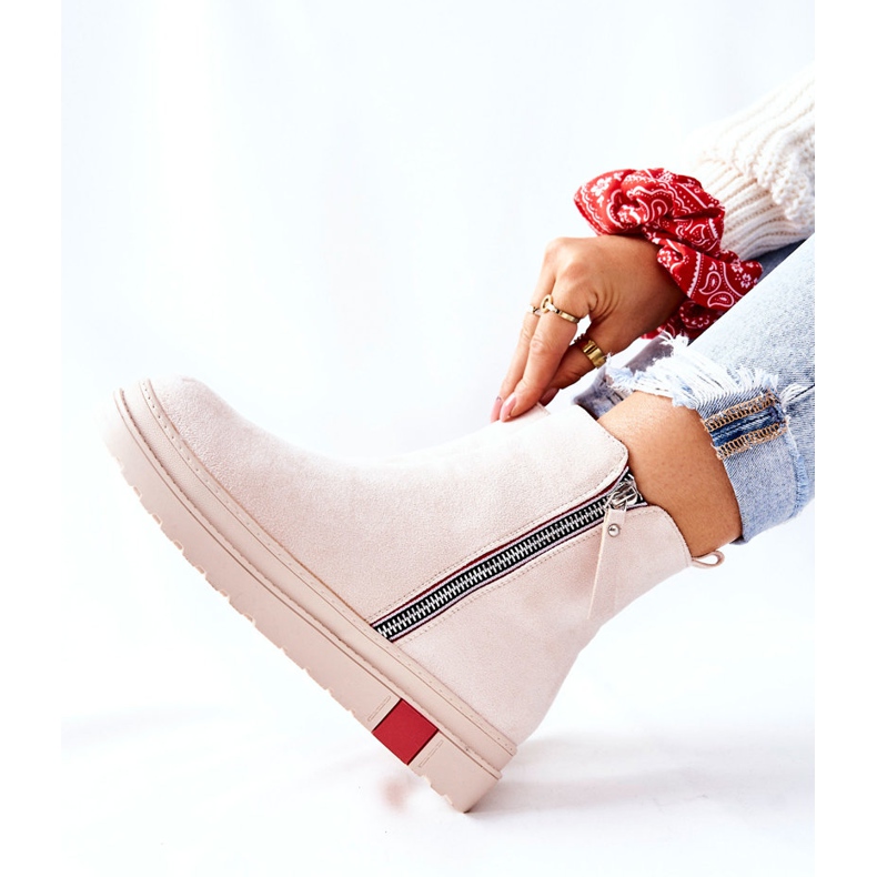 PS1 Velúr csizma Jodhpur csizma a bézs színű Nessa platformon 2