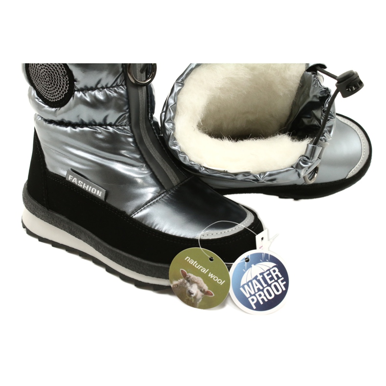 Evento Snow Boots Térdcsizma gyerekeknek Miss❤E 21DZ23-4324 Szürke fekete ezüst 8