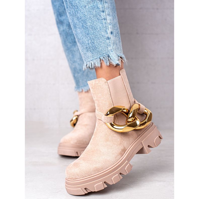 S. BARSKI Velúr csizma az S.BARSKI platformon bézs 1