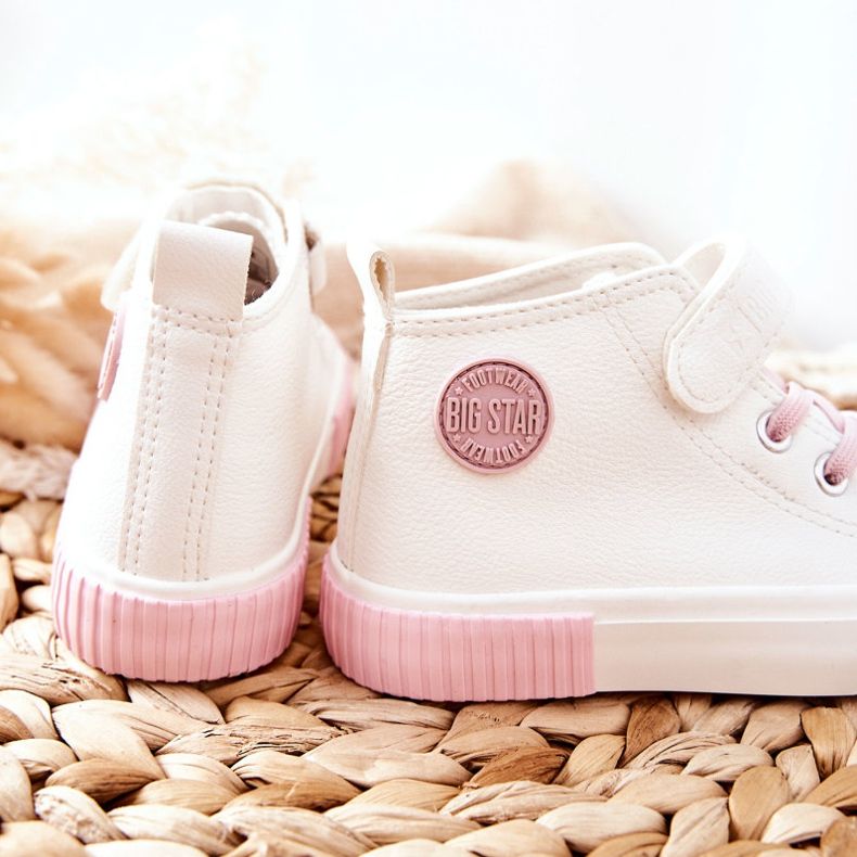 Gyermek magas cipők tépőzárral Big Star II374014 Fehér rózsaszín 1