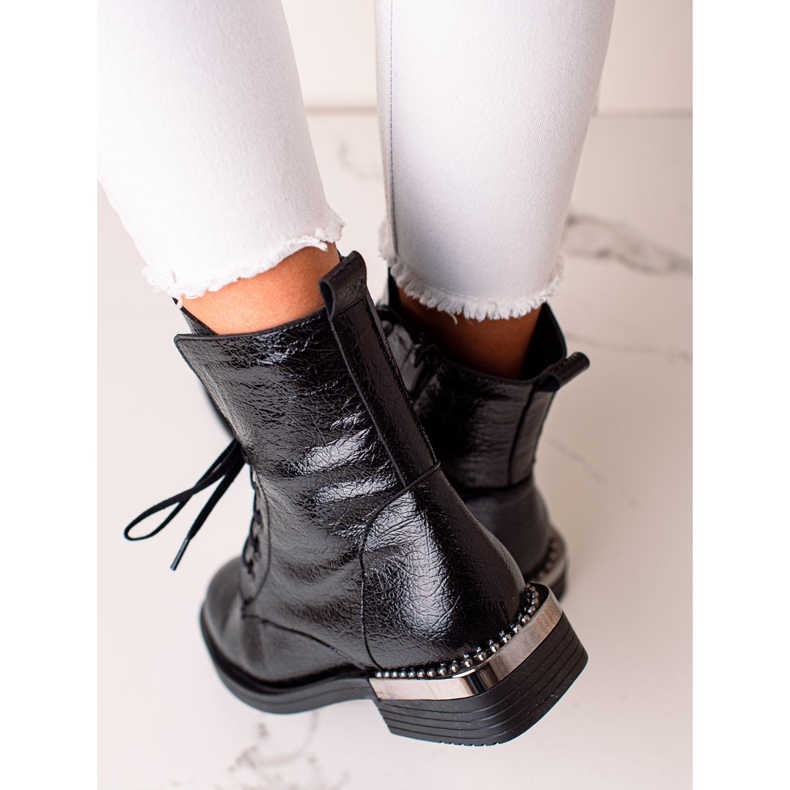 W. Potocki Elegáns fűzős Potocki csizma fekete 2