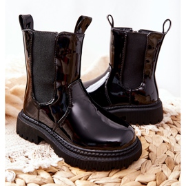 FR1 Gyermekcsizma meleg lakkozott fekete Aletris 2