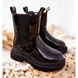 FR1 Gyermekcsizma meleg lakkozott fekete Aletris 1