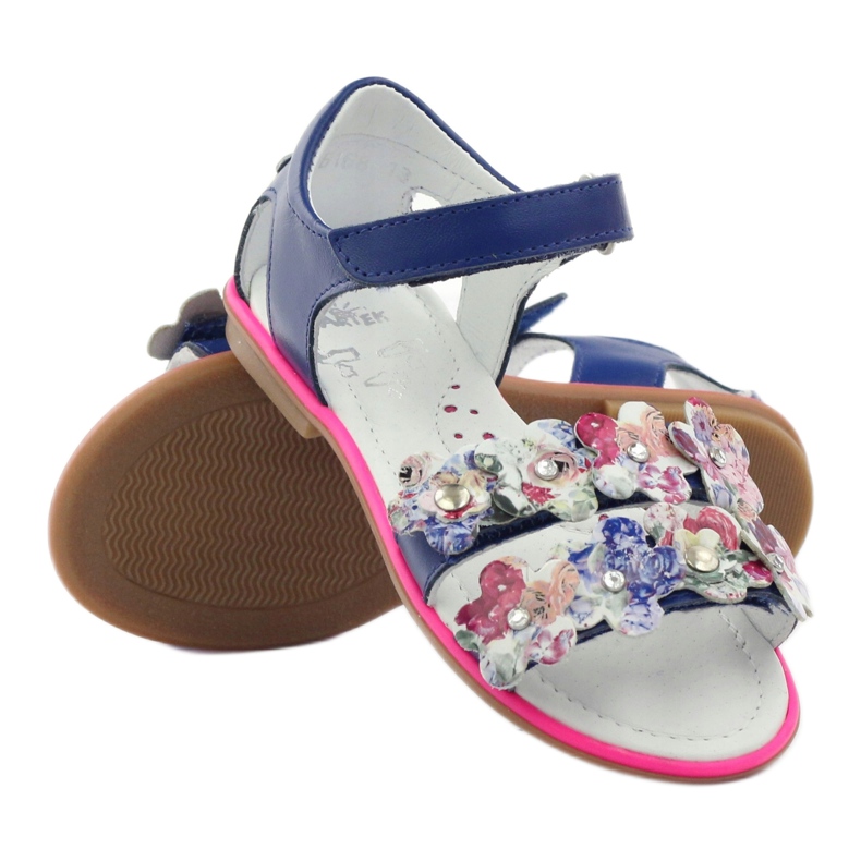 Bartek Sandalki Gladiatikki 16168 Kukoricavirág, virágokkal díszítve kék 3