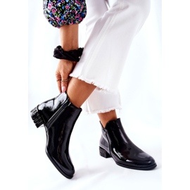 Lapos lakkozott meleg csizma Sergio Leone BT540 fekete 2