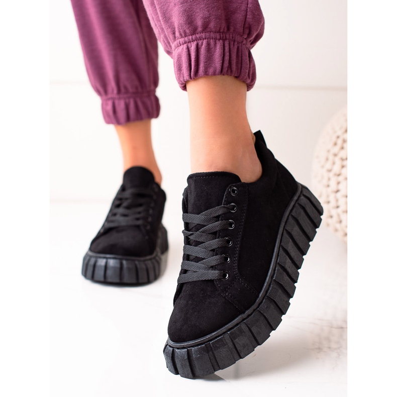 Sweet Shoes Velúr cipők a platformon fekete 2