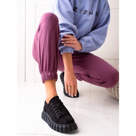 Sweet Shoes Velúr cipők a platformon fekete 1