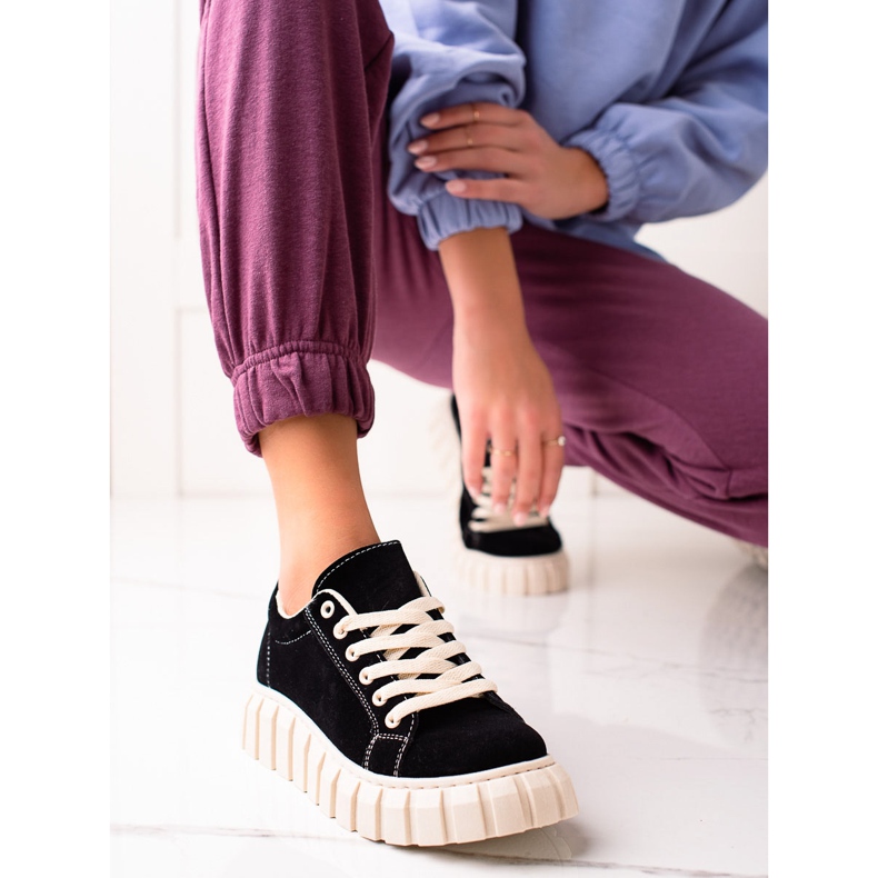 Sweet Shoes Velúr cipők a platformon fekete 1