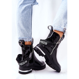 PS1 Bőrrel lakkozott meleg csizma cipzárral, fekete Cortona 2