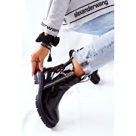 PS1 Bőrrel lakkozott meleg csizma cipzárral, fekete Cortona 1