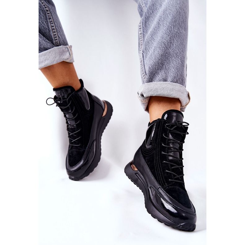 POTOCKI Fekete Chocci fekete bőr sportcipők 2