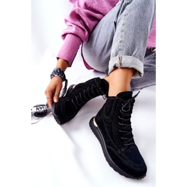 POTOCKI Magas velúr sportcipők Fekete Chocci 1