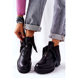 Vinceza Bőr csizma a magas sarkú fekete Challonte 1