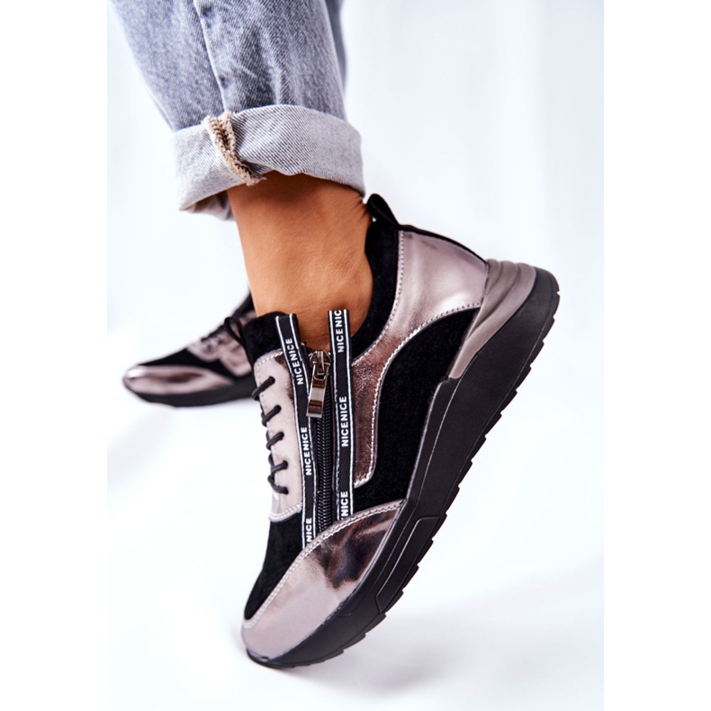 POTOCKI Bőr sportcipők Cipők Fekete Ezüst Minor 1