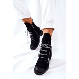 POTOCKI Bőr csizma dekoratív fekete Lomessa cipzárral 1