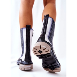 Magas Maciejka bőrcsizma fekete-fehér 05141-11 1
