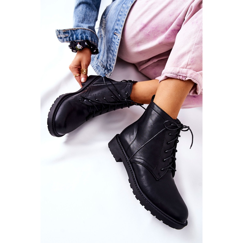 PH1 Klasszikus fekete bőr kötött csizma Melome 1