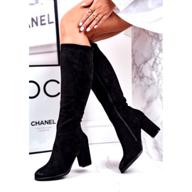 S.Barski Női csizma sarkán Velúr fekete sokszor 3