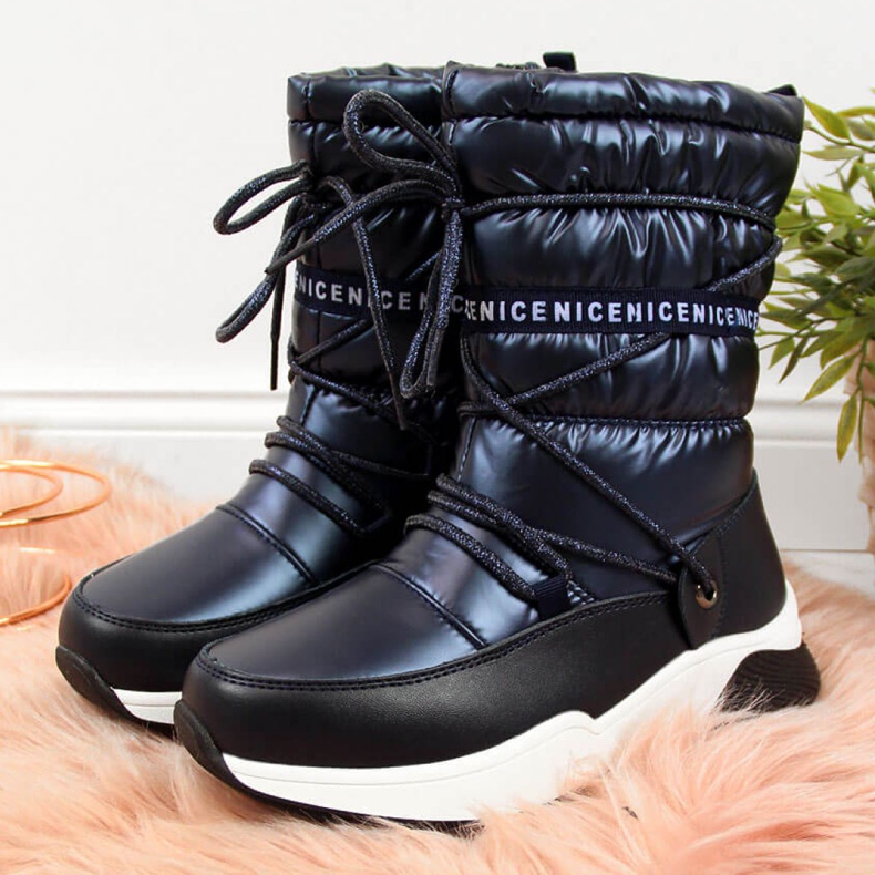 Vízálló hócsizma Jr EVE324A sötétkék fehér 1