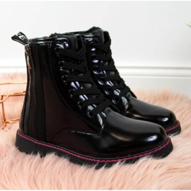 Szigetelt lakkozott csizma Jr EVE327A fekete fehér 1 Szigetelt lakkozott csizma Jr EVE327A fekete fehér 1