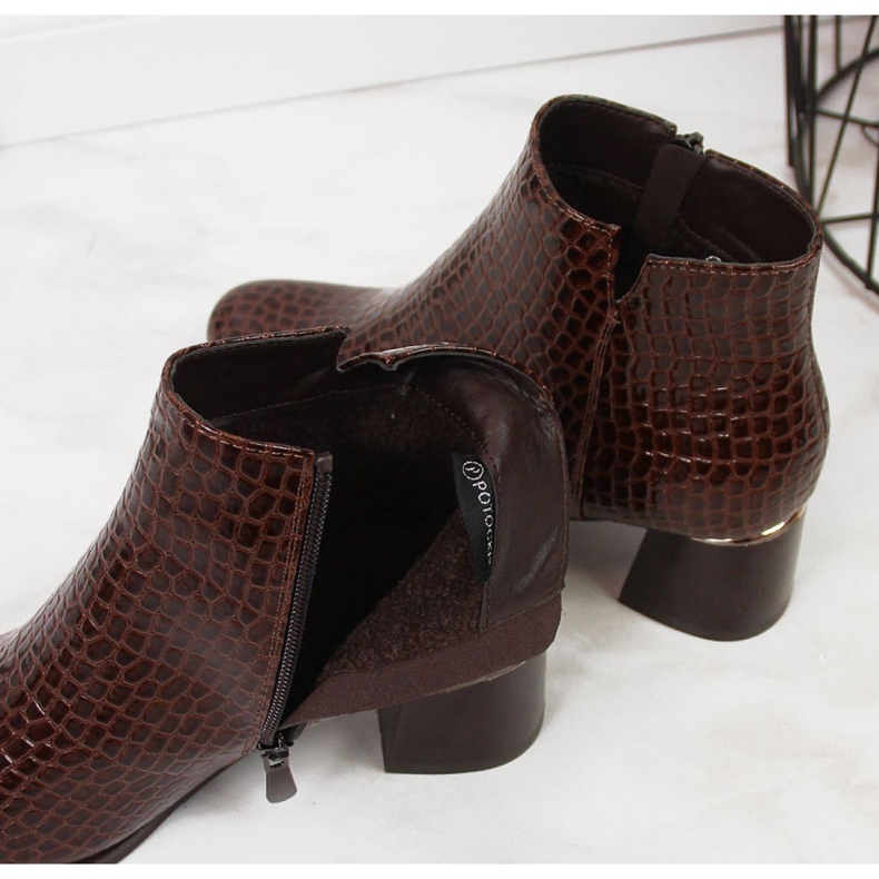 Magas sarkú csizma kígyóbőrrel Potocki W WOL30B barna 1 Magas sarkú csizma kígyóbőrrel Potocki W WOL30B barna 1