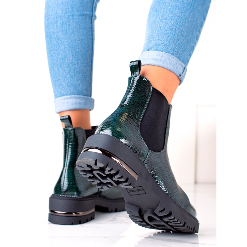 Lakkozott csizma Łuska Sergio Leone TR746 Zöld 1