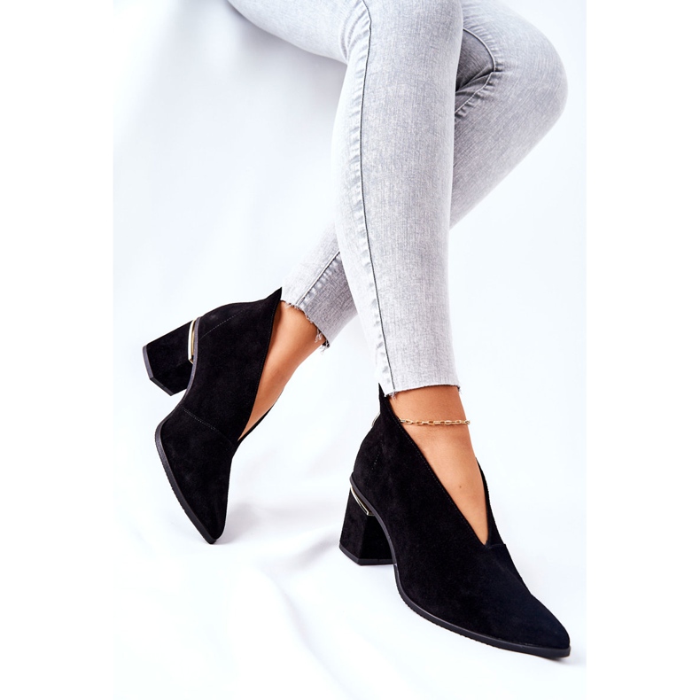 Bőr csizma a magas sarkú Laura Messi fekete 2344 2