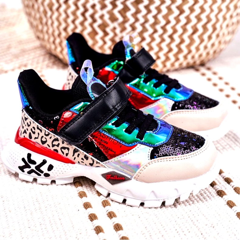 FRROCK Sport gyermekcipő tépőzáras fekete színnel Légy boldog bézs piros kék 4