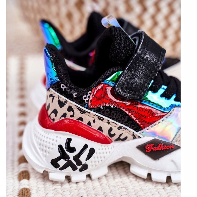 FRROCK Sport gyermekcipő tépőzáras fekete színnel Légy boldog bézs piros kék 3