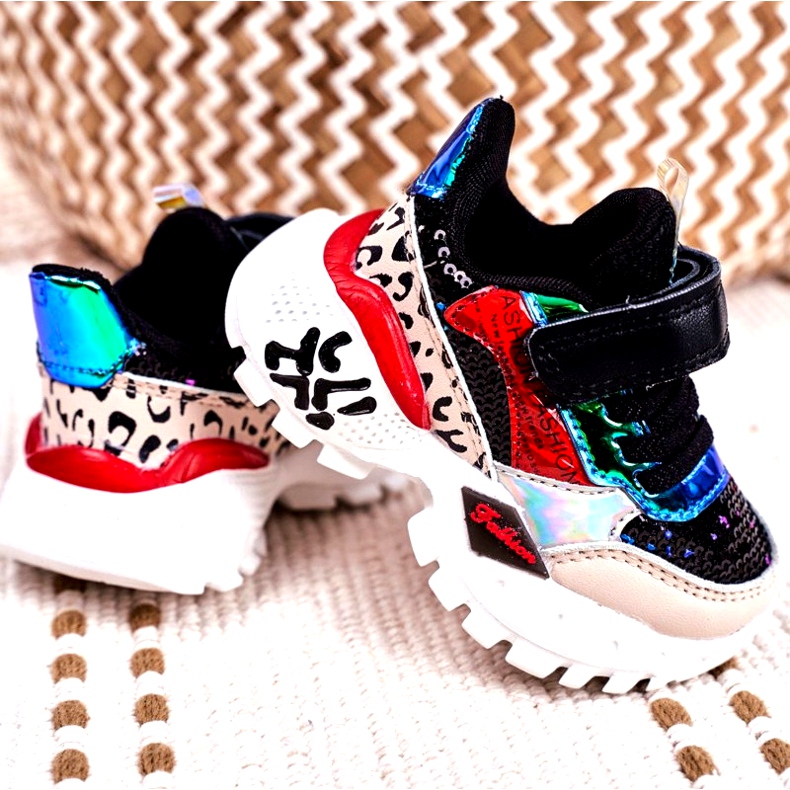 FRROCK Sport gyermekcipő tépőzáras fekete színnel Légy boldog bézs piros kék 2