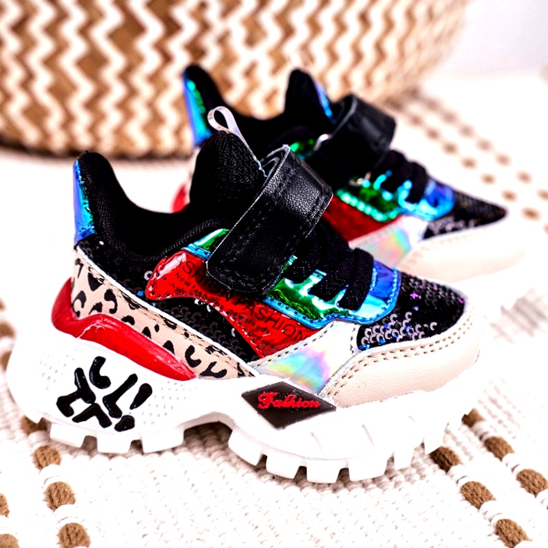 FRROCK Sport gyermekcipő tépőzáras fekete színnel Légy boldog bézs piros kék 1