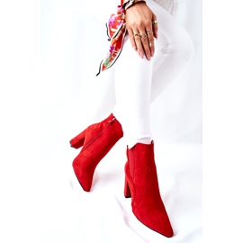 PG1 Női velúr csizma sarkán Piros Kastren 1