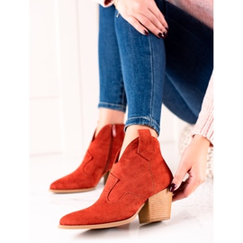 Lucky Shoes Piros velúr cowboycsizma 2