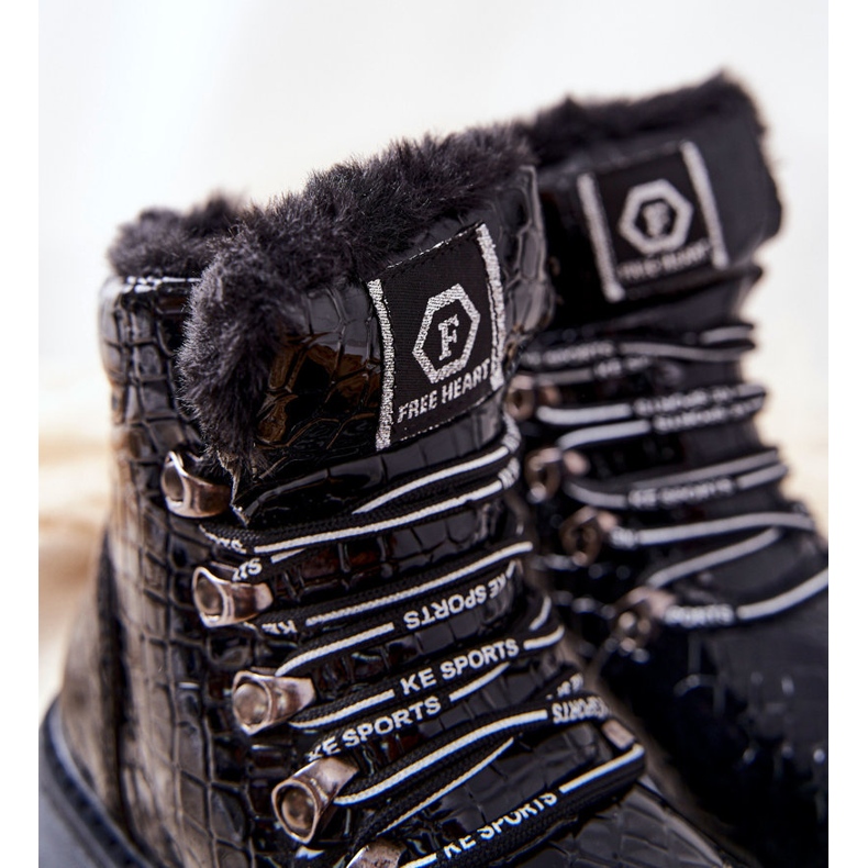 Gyermek szőrmével szigetelt fekete csizma Doreen 1 Gyermek szőrmével szigetelt fekete csizma Doreen 1