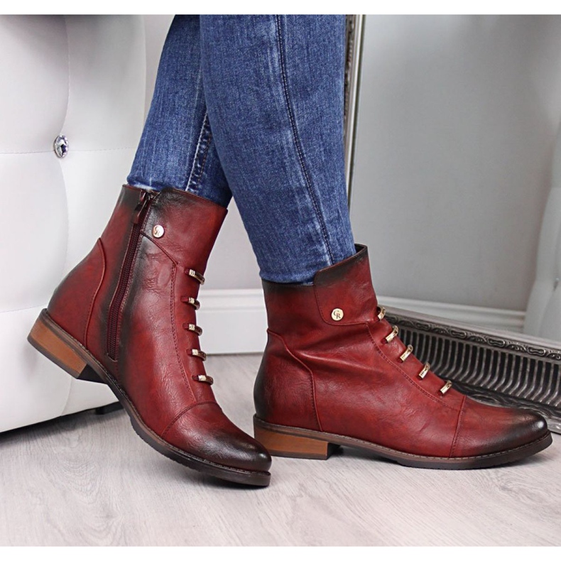 Csizma díszítéssel Jezzi W JEZ52C piros fekete 1